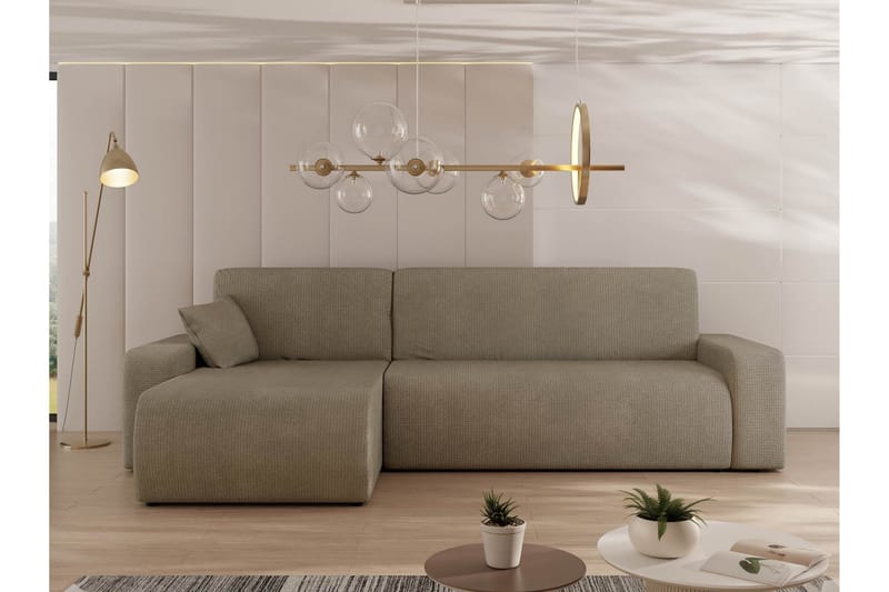 Barile Bäddsoffa med Divan 3-sits i Plysch - Brun - Möbler - Vardagsrum - Bäddsoffor