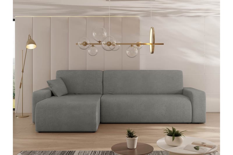 Barile Bäddsoffa med Divan 3-sits i Plysch - Grå - Möbler - Vardagsrum - Bäddsoffor