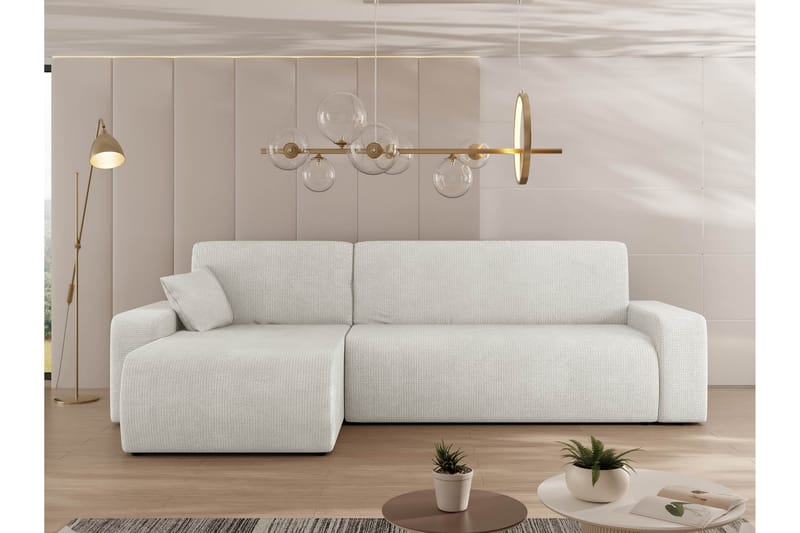 Barile Bäddsoffa med Divan 3-sits i Plysch - Vit - Möbler - Vardagsrum - Bäddsoffor