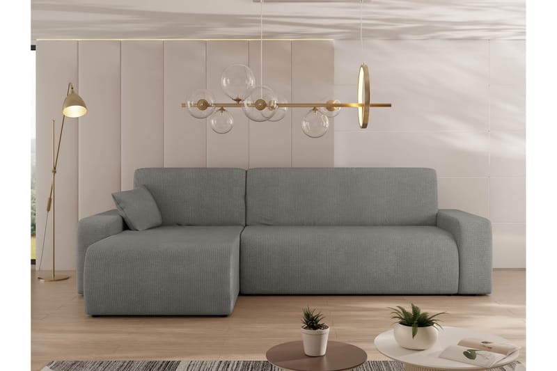 Barile Bäddsoffa med Divan 3-sits i Plysch - Grå - Möbler - Vardagsrum - Bäddsoffor