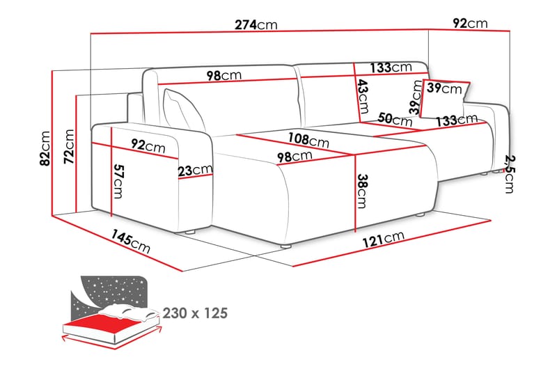 Barile Bäddsoffa med Divan 3-sits i Plysch - Vit - Möbler - Vardagsrum - Bäddsoffor