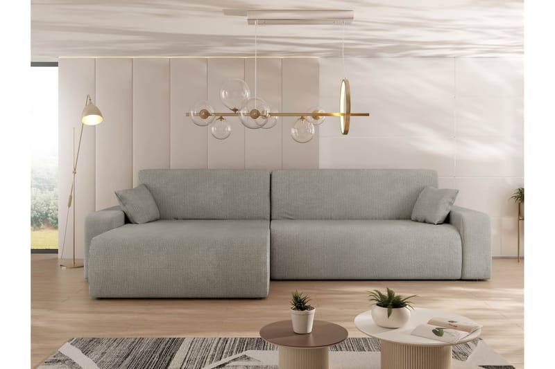 Barile Bäddsoffa med Divan 3-sits i Plysch - Grå - Möbler - Vardagsrum - Bäddsoffor
