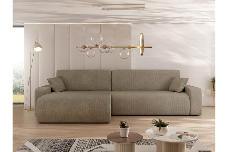 Barile Bäddsoffa med Divan 3-sits i Plysch - Brun - Möbler - Vardagsrum - Bäddsoffor