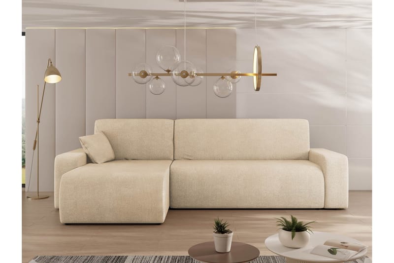 Barile Bäddsoffa med Divan 3-sits i Plysch - Beige - Möbler - Vardagsrum - Bäddsoffor