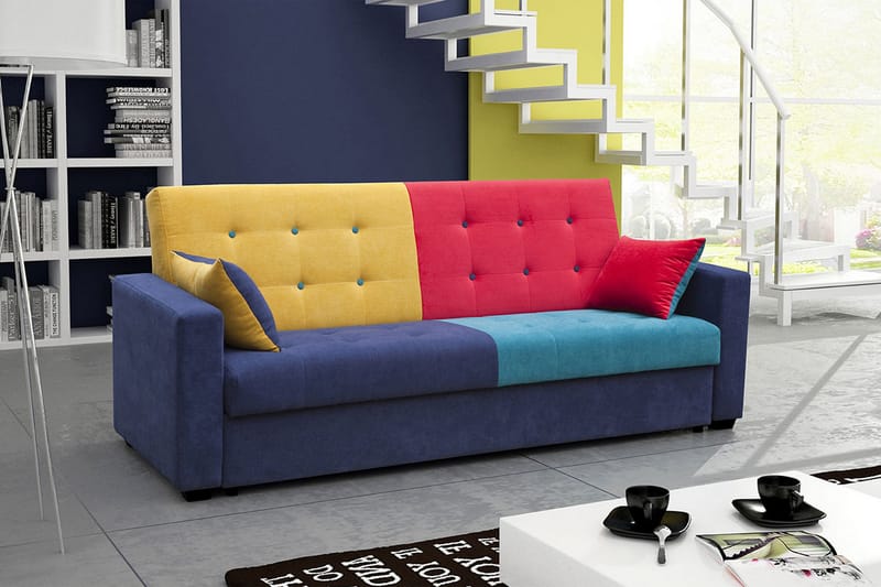 BARTEK Bäddsoffa 224x88x90 cm - Blå - Möbler - Vardagsrum - Bäddsoffor