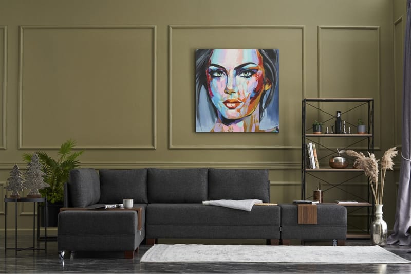 BARUDA Bäddsoffa m. Divan 4-sits 140x190 Antracit - Möbler - Vardagsrum - Bäddsoffor