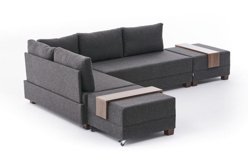 BARUDA Bäddsoffa m. Divan 4-sits 140x190 Antracit - Bäddsoffor - Bäddsoffa divan