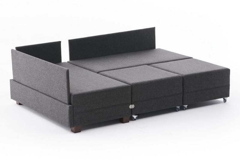 BARUDA Bäddsoffa m. Divan 4-sits 140x190 Antracit - Bäddsoffor - Bäddsoffa divan