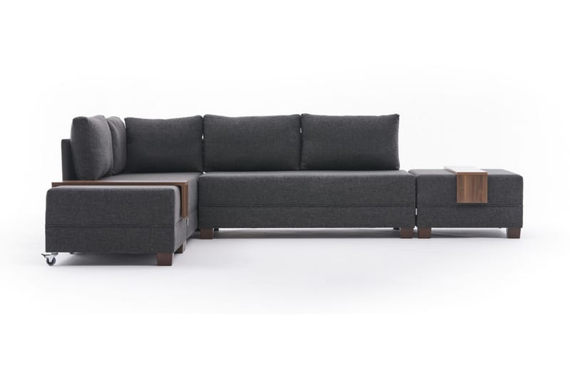 BARUDA Bäddsoffa m. Divan 4-sits 140x190 Antracit - Möbler - Vardagsrum - Bäddsoffor