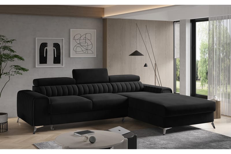 Bassfield Divanbäddsoffa Höger, Svart