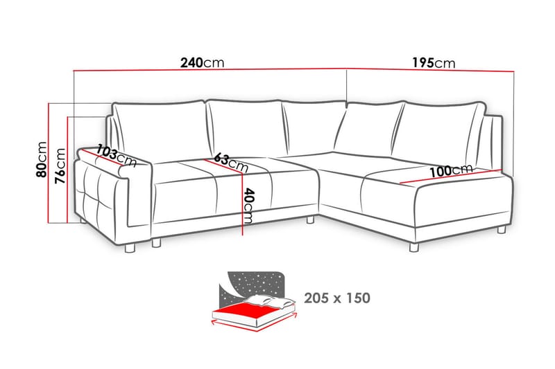 BEATE Bäddsoffa divan vänster Vänster - Grå - Möbler - Vardagsrum - Bäddsoffor - Hörnbäddsoffa