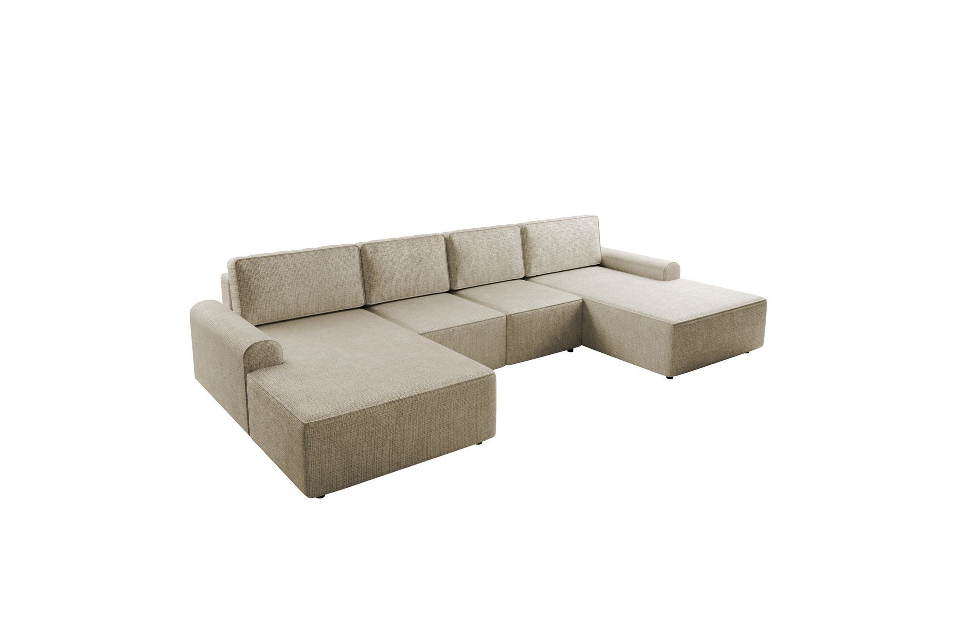 Bella B&auml;ddsoffa Dubbeldivan 4-sits i Plysch - Beige