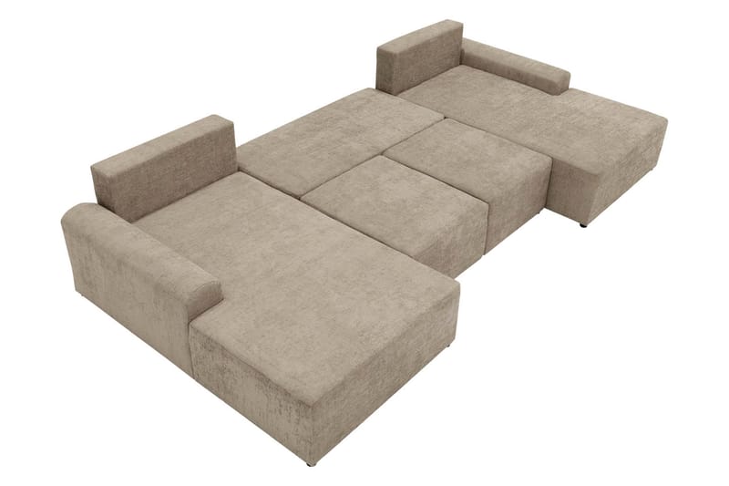 Bella Bäddsoffa Dubbeldivan 4-sits i Plysch - Grå - Möbler - Vardagsrum - Bäddsoffor - U bäddsoffa
