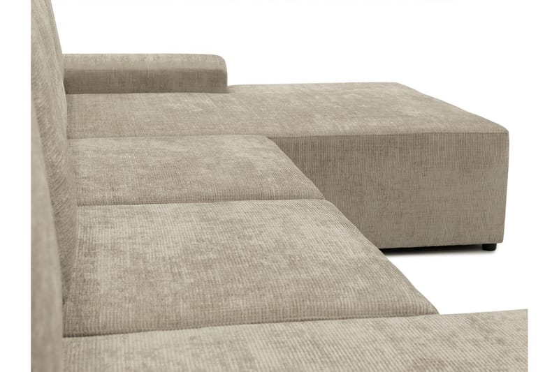 Bella Bäddsoffa Dubbeldivan 4-sits i Plysch - Grå - Möbler - Vardagsrum - Bäddsoffor - U bäddsoffa