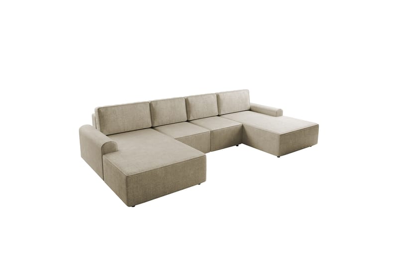 Bella Bäddsoffa Dubbeldivan 4-sits i Plysch - Beige - Möbler - Vardagsrum - Bäddsoffor - U bäddsoffa