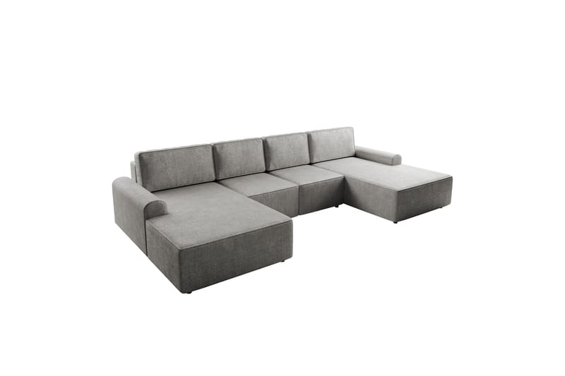 Bella Bäddsoffa Dubbeldivan 4-sits i Plysch - Grå - Möbler - Vardagsrum - Bäddsoffor - U bäddsoffa