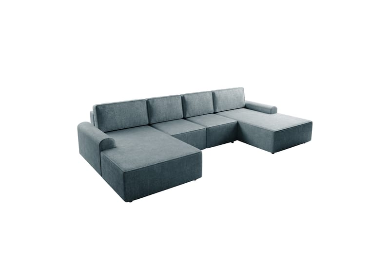 Bella Bäddsoffa Dubbeldivan 4-sits i Plysch - Grå - Möbler - Vardagsrum - Bäddsoffor - U bäddsoffa