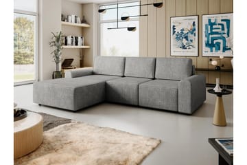 Bella Bäddsoffa med Divan 3-sits i Plysch - Grå - Möbler - Vardagsrum - Bäddsoffor