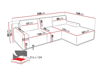 Bella Bäddsoffa med Divan 3-sits i Plysch - Grå - Möbler - Vardagsrum - Bäddsoffor