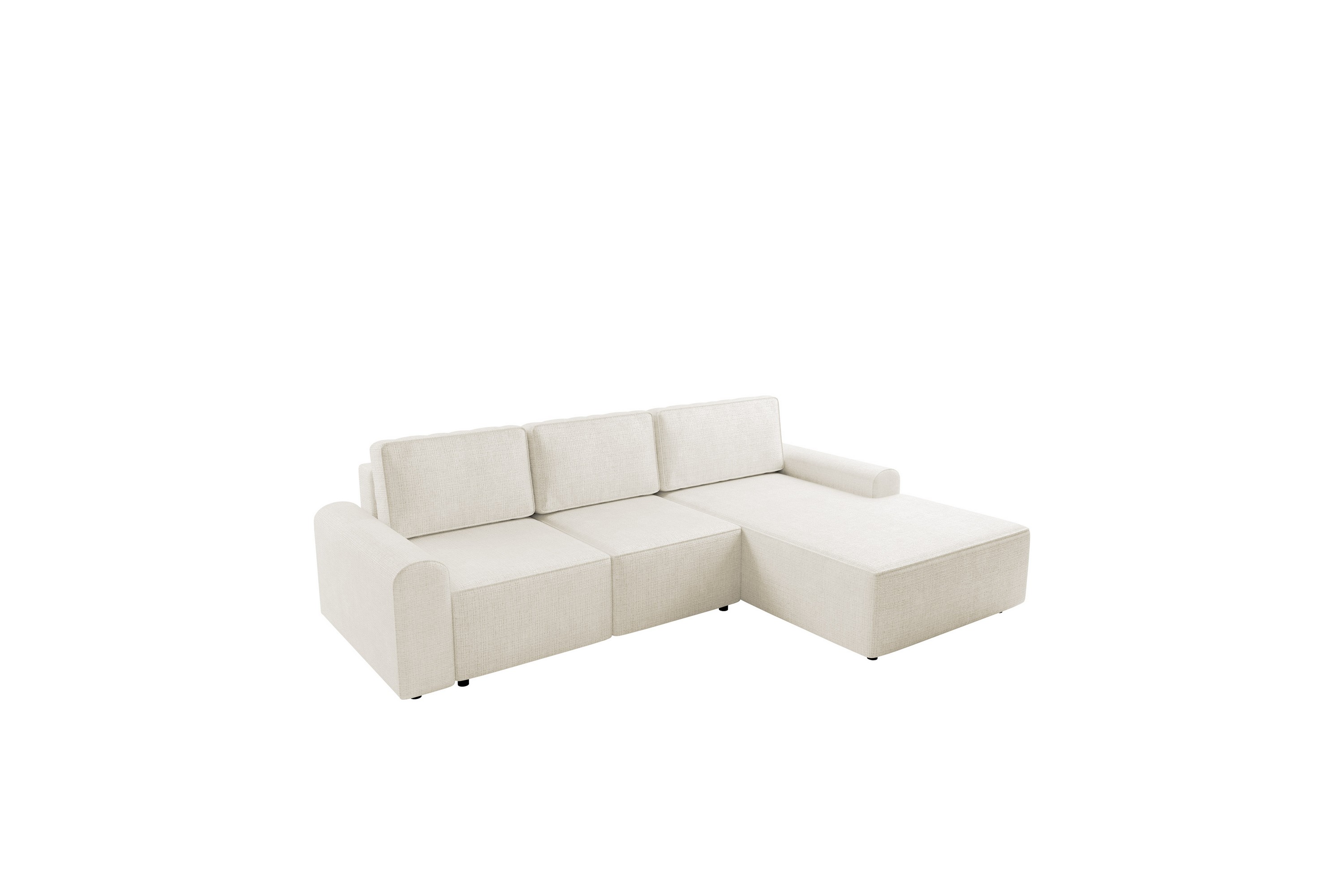 bella bäddsoffa med divan 3-sits i plysch - beige