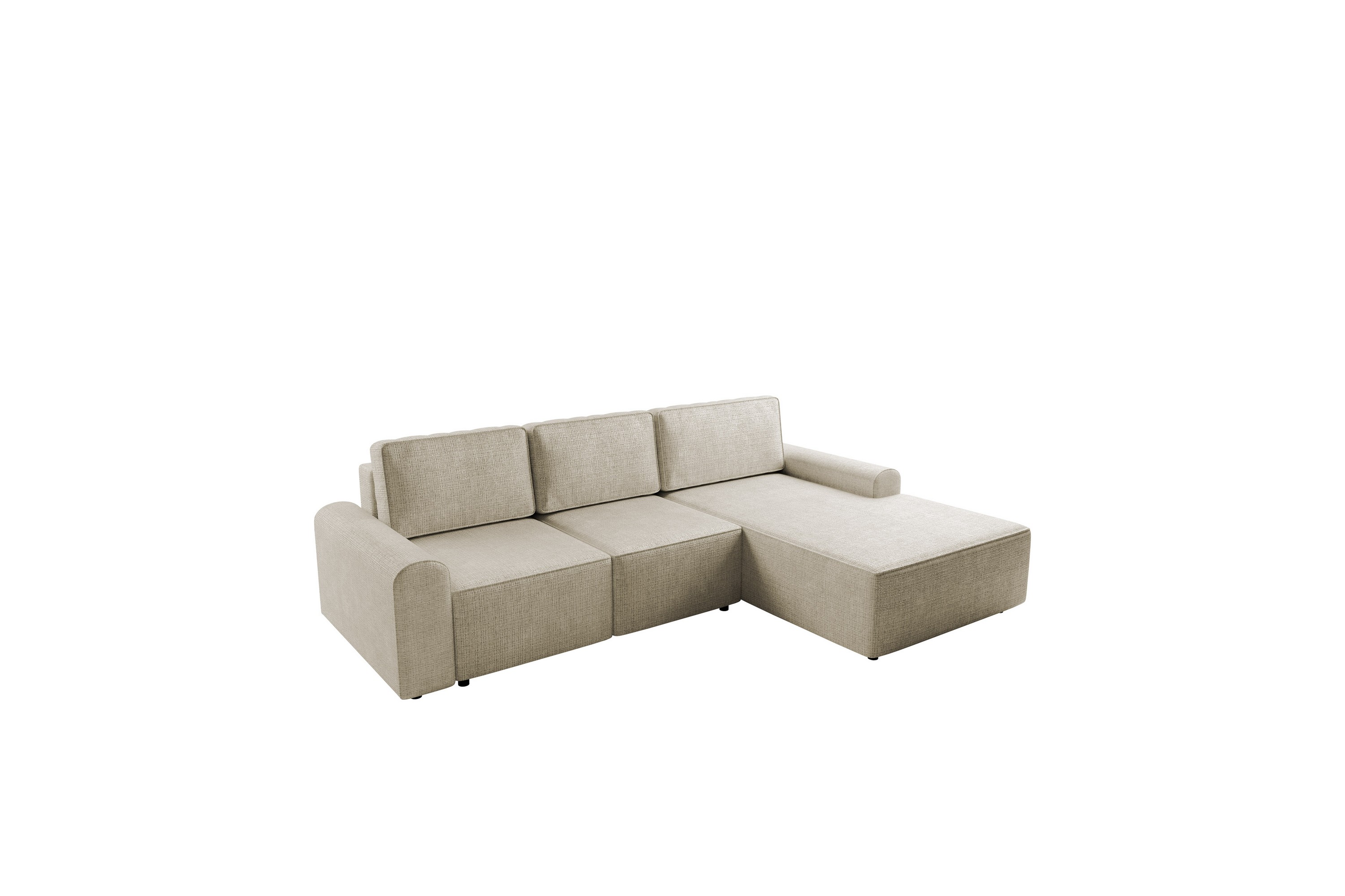 bella bäddsoffa med divan 3-sits i plysch - beige