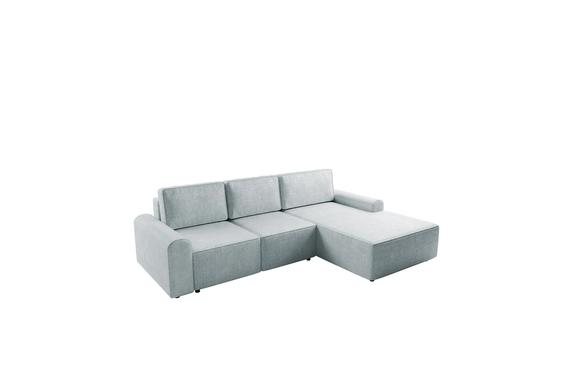 bella bäddsoffa med divan 3-sits i plysch - grå