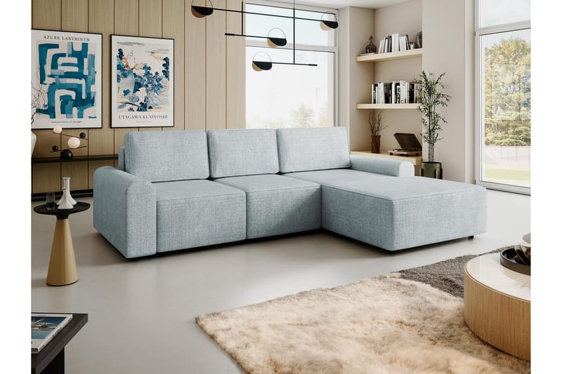 Bella Bäddsoffa med Divan 3-sits i Plysch - Grå - Möbler - Vardagsrum - Bäddsoffor