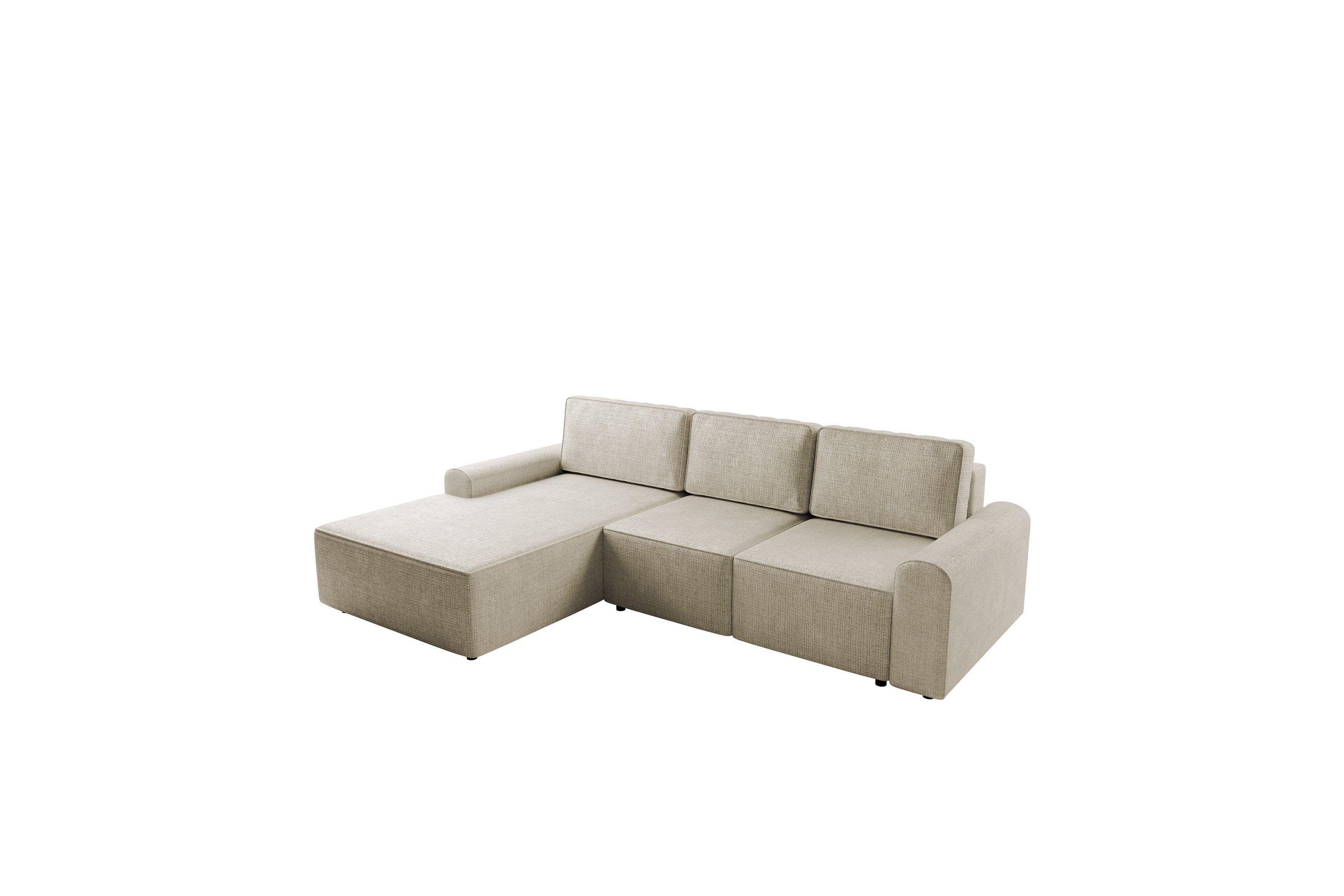 bella bäddsoffa med divan 3-sits i plysch - beige