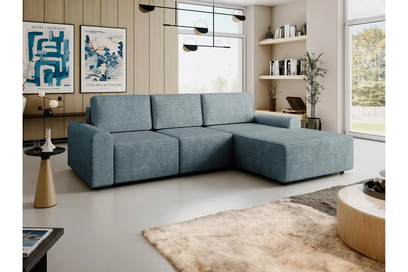 Bella Bäddsoffa med Divan 3-sits i Plysch - Grå - Möbler - Vardagsrum - Bäddsoffor