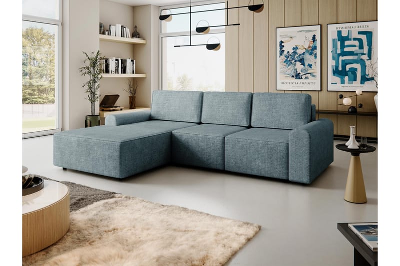 Bella Bäddsoffa med Divan 3-sits i Plysch - Grå - Möbler - Vardagsrum - Bäddsoffor