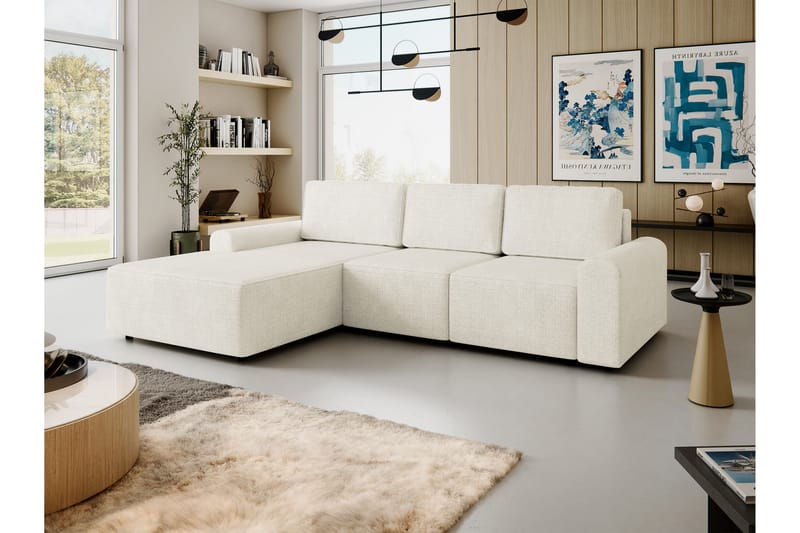 Bella Bäddsoffa med Divan 3-sits i Plysch - Beige - Möbler - Vardagsrum - Bäddsoffor