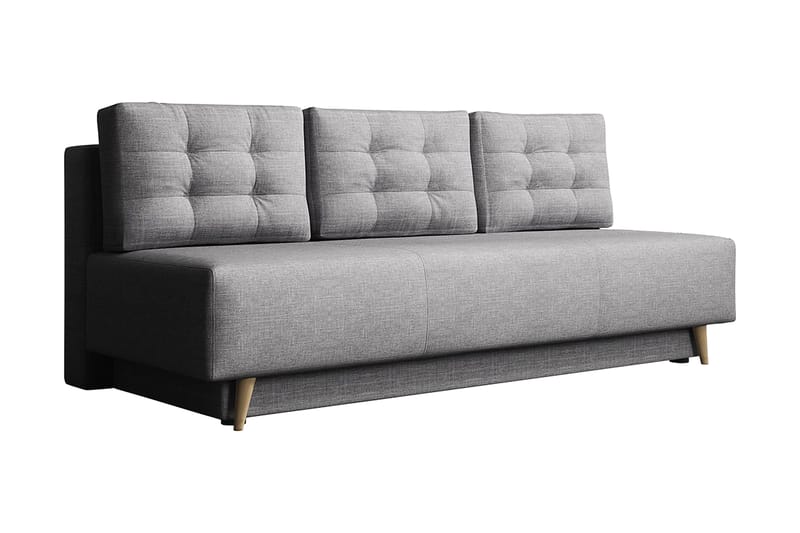 Bella Längsbäddad Bäddsoffa 142x200 cm med Förvaring i Tyg, Grå
