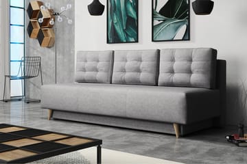 Bella Längsbäddad Bäddsoffa 142x200 cm med Förvaring i Tyg - Grå - Möbler - Vardagsrum - Bäddsoffor - 4-sits bäddsoffa