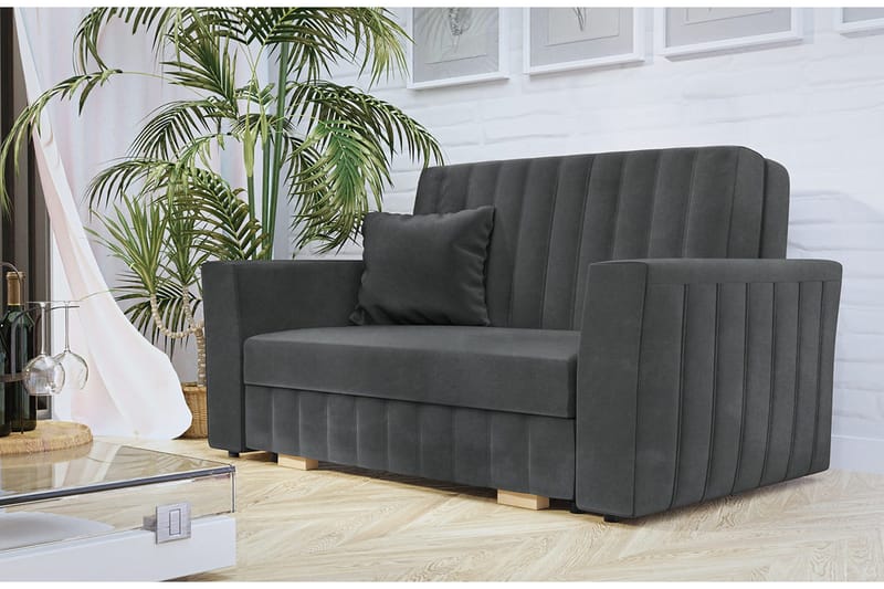 Bensbyn 2-sits Bäddsoffa 132x196 cm Bäddbar Vertikalt Sydd i Tyg - Grå - Möbler - Vardagsrum - Bäddsoffor