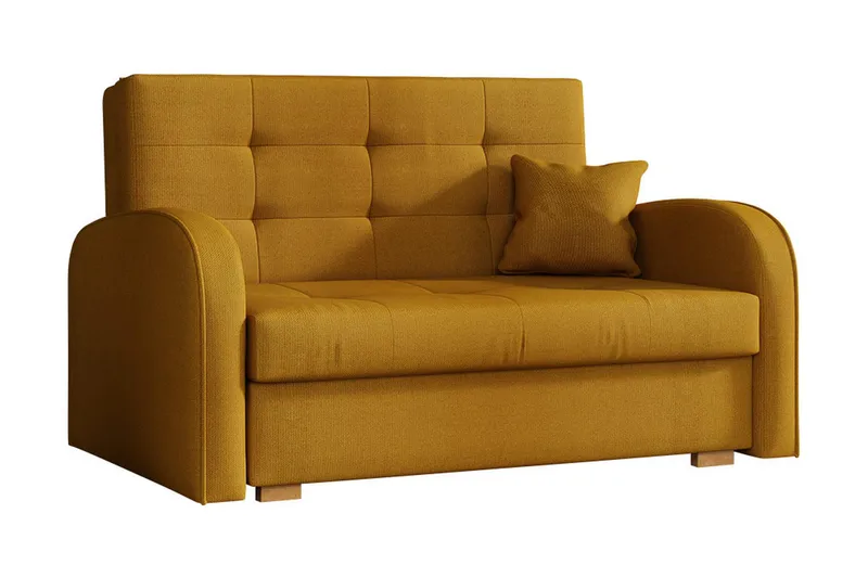 Bensbyn 2-sits Framåtbäddad Bäddsoffa 112x196 cm med Förvaring i Tyg, Gul