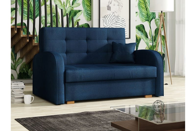 Bensbyn 2-sits Längsbäddad Bäddsoffa 112x196 cm med Förvaring i Tyg - Blå - Möbler - Vardagsrum - Bäddsoffor