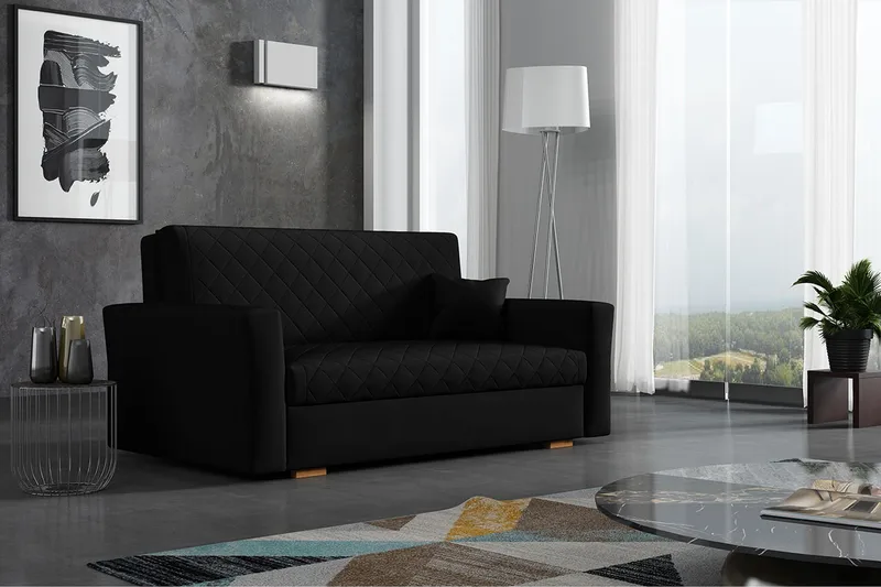 Bensbyn 3-sits Bäddsoffa Rutmönster - Svart - Möbler - Vardagsrum - Bäddsoffor