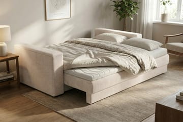 Bergen Extra djup 3-sits Bäddsoffa med Bäddmadrass i Latex och Tvättbar klädsel - Beige - Möbler - Vardagsrum - Bäddsoffor - 3-sits bäddsoffa