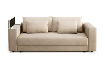 Bergen Extra djup 3-sits Bäddsoffa med Bäddmadrass i Memoryskum och Tvättbar klädsel - Beige - Möbler - Vardagsrum - Bäddsoffor - 3-sits bäddsoffa