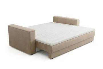 Bergen Extra djup 3-sits Bäddsoffa med Bäddmadrass i Memoryskum och Tvättbar klädsel - Beige - Möbler - Vardagsrum - Bäddsoffor - 3-sits bäddsoffa
