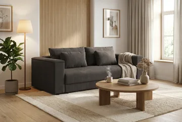 Bergen Extra djup 3-sits Bäddsoffa med Bäddmadrass i Memoryskum och Tvättbar klädsel - Taupe - Möbler - Vardagsrum - Bäddsoffor - 3-sits bäddsoffa