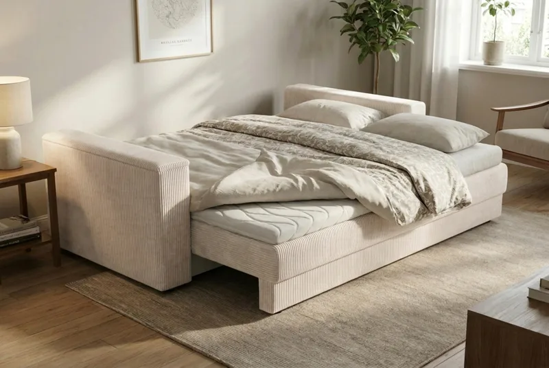 Bergen Extra djup 3-sits Bäddsoffa med Bäddmadrass i Polyesterskum och Tvättbar klädsel - Beige - Möbler - Vardagsrum - Bäddsoffor - 3-sits bäddsoffa