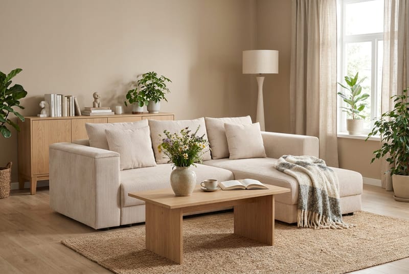 Bergen Extra djup 3-sits Bäddsoffa med Divan och Bäddmadrass i Memoryskum och Tvättbar klädsel - Beige - Möbler - Vardagsrum - Bäddsoffor - Bäddsoffa divan