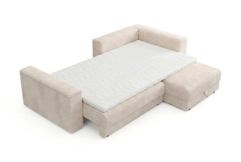 Bergen Extra djup 3-sits Bäddsoffa med Divan och Bäddmadrass i Memoryskum och Tvättbar klädsel - Beige - Möbler - Vardagsrum - Bäddsoffor - Bäddsoffa divan