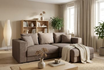 Bergen Extra djup 3-sits Bäddsoffa med Divan och Bäddmadrass i Polyesterskum och Tvättbar klädsel - Brun - Möbler - Vardagsrum - Bäddsoffor
