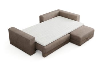 Bergen Extra djup 3-sits Bäddsoffa med Divan och Bäddmadrass i Polyesterskum och Tvättbar klädsel - Brun - Möbler - Vardagsrum - Bäddsoffor