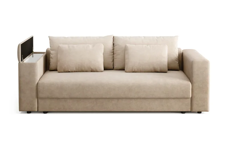 Bergen Extra Djup 3-sits Bäddsoffa med förvaring - Beige - Möbler - Vardagsrum - Bäddsoffor - 3-sits bäddsoffa