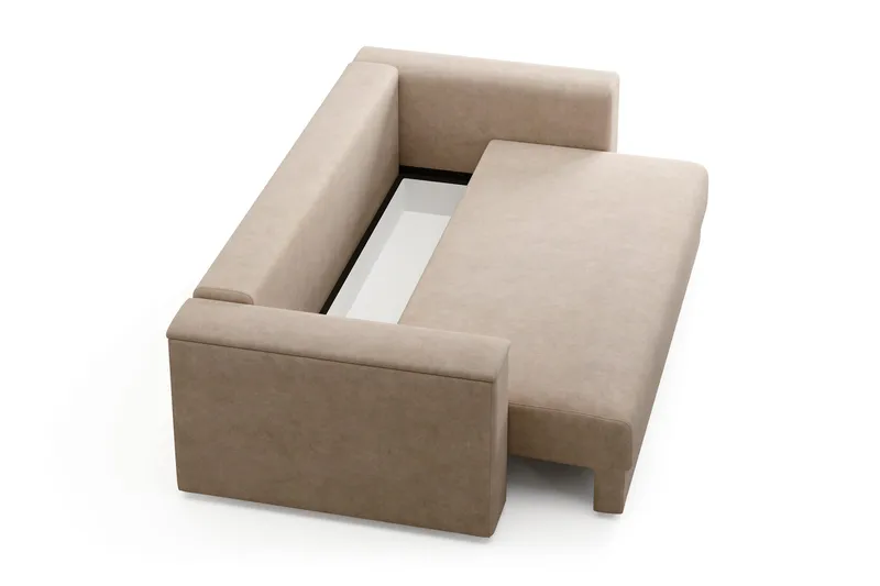 Bergen Extra Djup 3-sits Bäddsoffa med förvaring - Beige - Möbler - Vardagsrum - Bäddsoffor - 3-sits bäddsoffa
