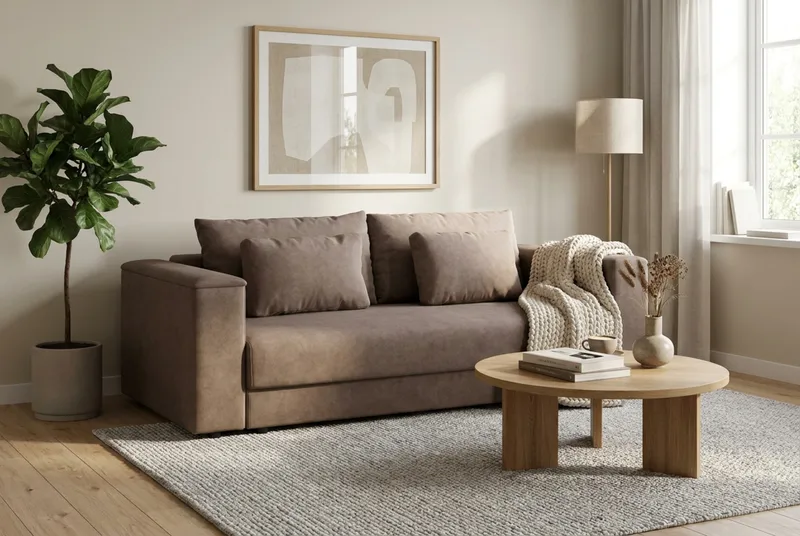 Bergen Extra Djup 3-sits Bäddsoffa med förvaring - Brun - Möbler - Vardagsrum - Bäddsoffor - 3-sits bäddsoffa