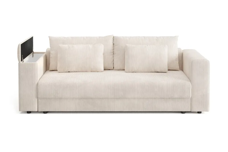 Bergen Extra Djup 3-sits Bäddsoffa med förvaring i manchester - Beige - Möbler - Vardagsrum - Bäddsoffor - 3-sits bäddsoffa